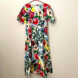 ZARA FORAL SHORT SLEEVE MIDI DRESS